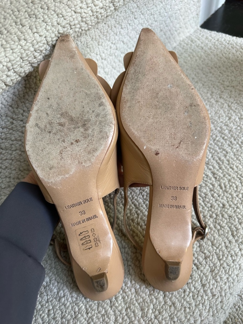 Anthropologie Maeve Women’s Tan Slingback Pointed-Toe Flats Shoes Flower Accent - Picture 10 of 16